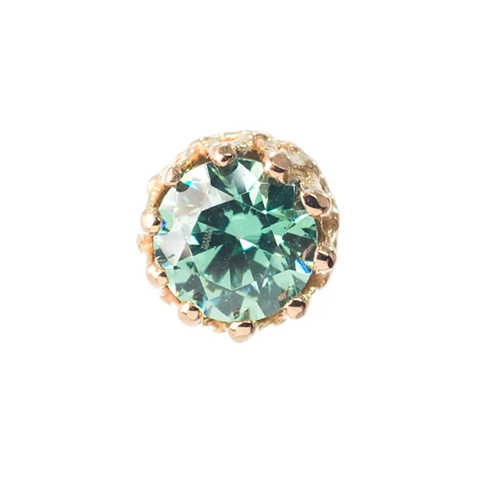 3mm King Crown Threaded End in Rose Gold with BrilliantCut Gem Anatometal Rings