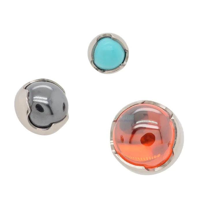 Anatometal Earrings 4mm ProngSet Natural Stone Cabochon Threaded End