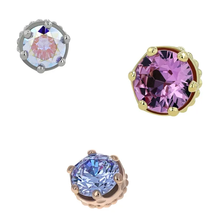 Anatometal Earrings 5mm Queen Crown Threaded End in Yellow Gold with BrilliantCut Gem