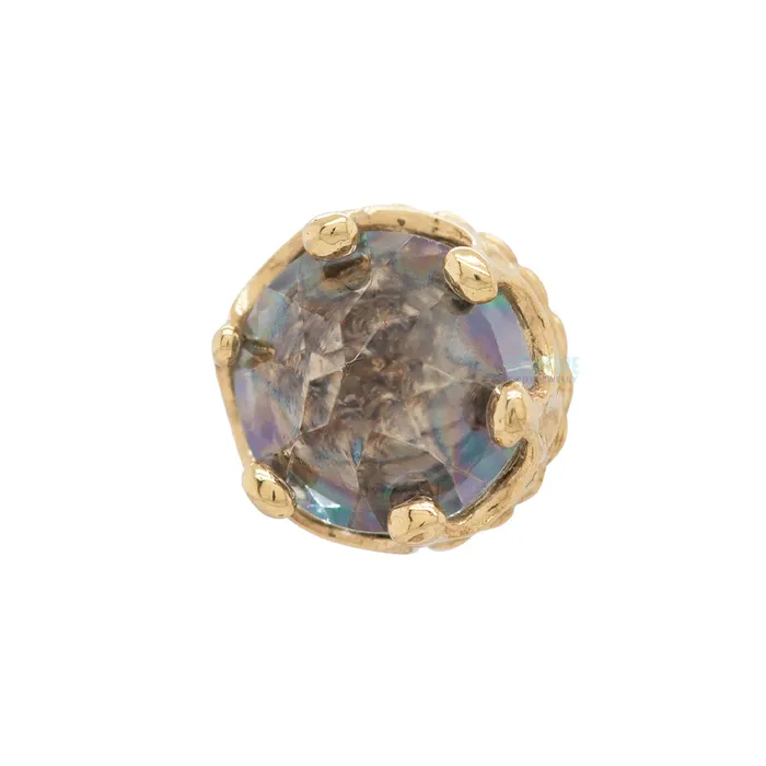 Anatometal Earrings Queen Crown Threaded End in Gold with ReverseSet Mystic Topaz