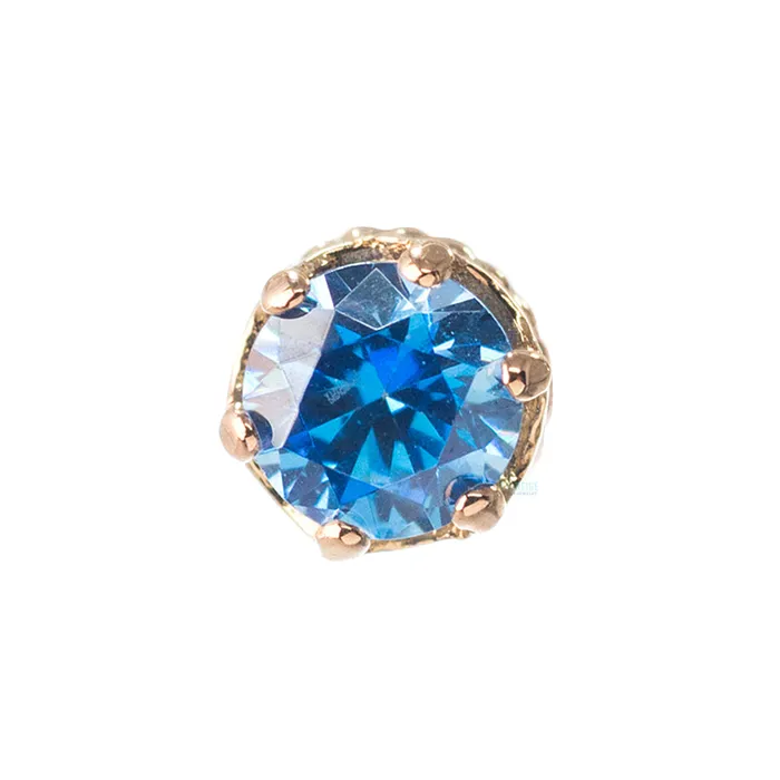 Anatometal Earrings threadless 3mm Queen Crown End in Gold with BrilliantCut Gem