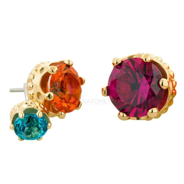 Anatometal Earrings threadless 4mm Queen Crown End in Gold with Passion Topaz Anatometal Earrings threadless 4mm Queen Crown End in Gold with Passion Topaz
