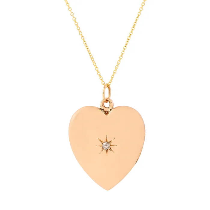 Antique Necklaces Victorian Heart and Diamond Starburst 12k Gold Locket