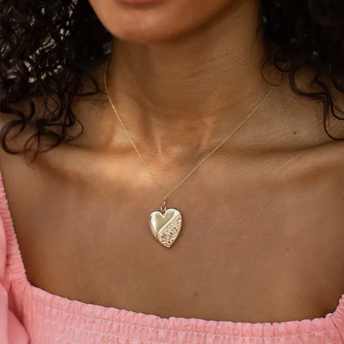 Antique Necklaces Victorian Heart and Diamond Starburst 12k Gold Locket
