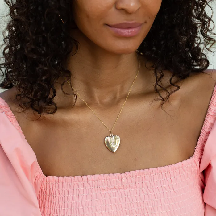 Antique Necklaces Victorian Heart and Diamond Starburst 12k Gold Locket