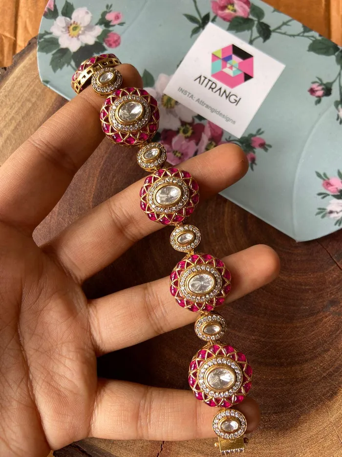 Attrangi Bracelets Kaamna Meenakari Polki Gajra Pacheli Bracelet