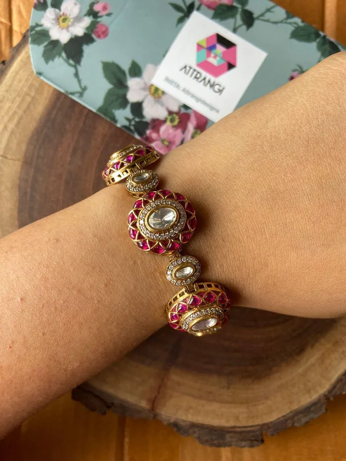Attrangi Bracelets Kaamna Meenakari Polki Gajra Pacheli Bracelet Attrangi Bracelets Kaamna Meenakari Polki Gajra Pacheli Bracelet