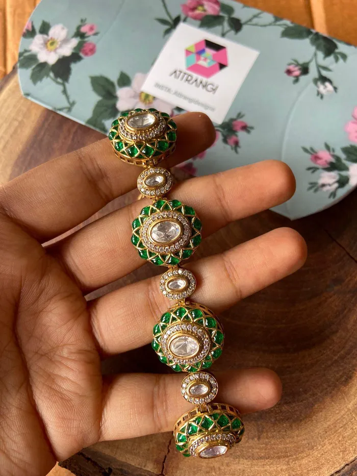 Attrangi Bracelets Kaamna Meenakari Polki Gajra Pacheli Bracelet Attrangi Bracelets Kaamna Meenakari Polki Gajra Pacheli Bracelet