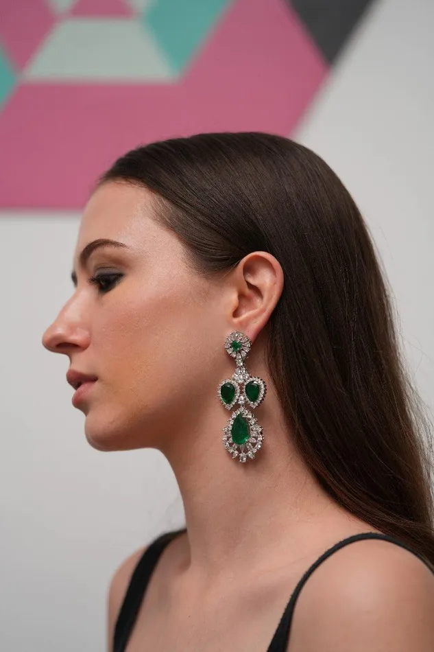 Attrangi Earrings Natalie Long Classic Coloured Diamond Dangler Earrings