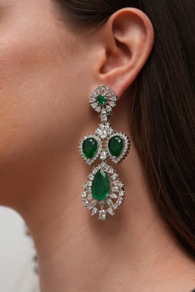 Attrangi Earrings Natalie Long Classic Coloured Diamond Dangler Earrings Attrangi Earrings Natalie Long Classic Coloured Diamond Dangler Earrings
