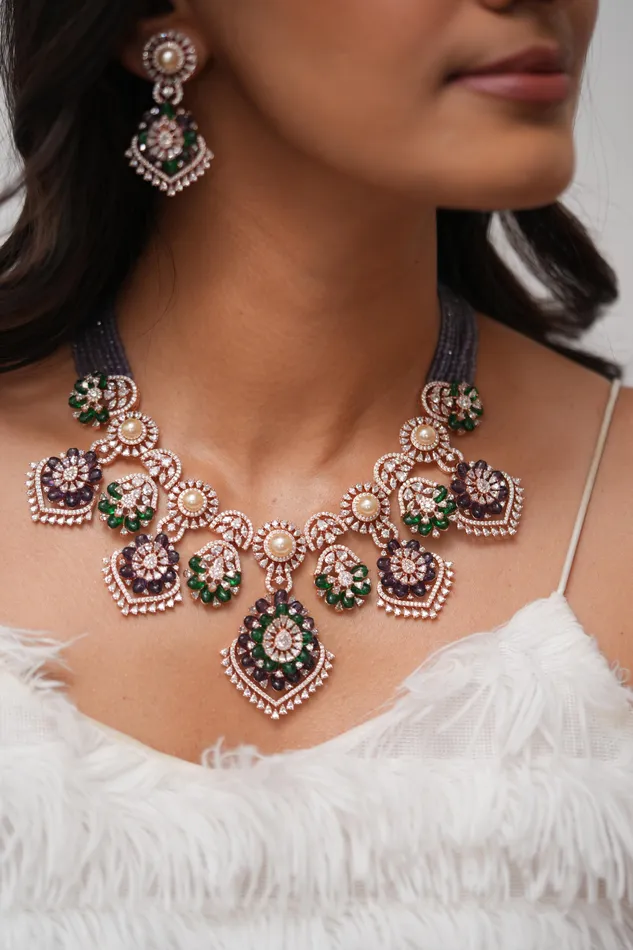 Attrangi Necklaces Merida Diamond Necklace Set LaLa Land Collection