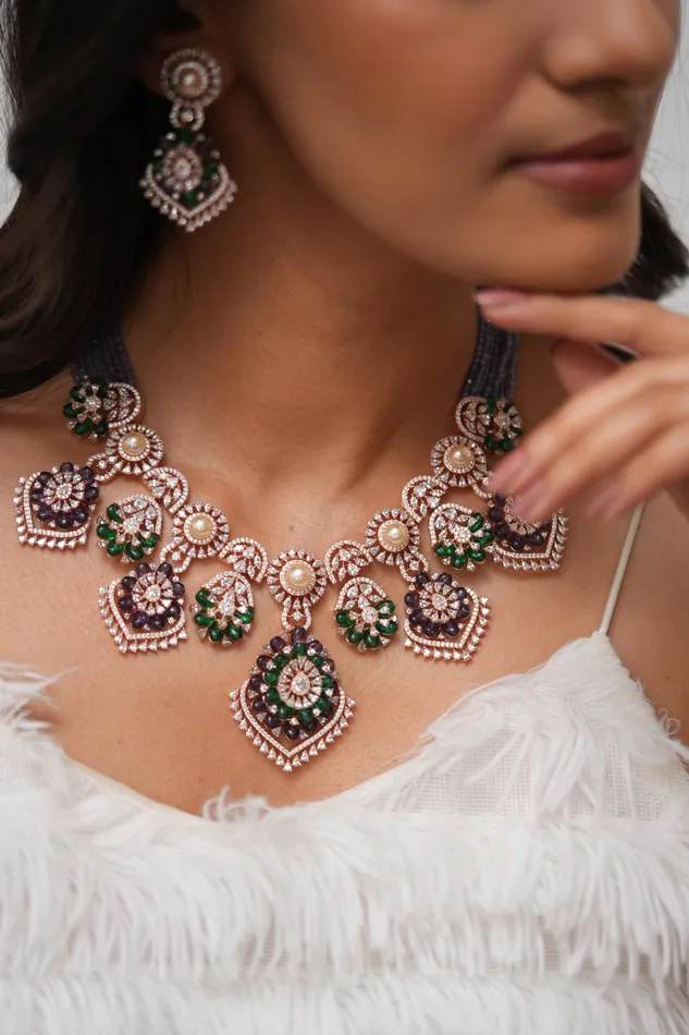 Attrangi Necklaces Merida Diamond Necklace Set LaLa Land Collection Attrangi Necklaces Merida Diamond Necklace Set LaLa Land Collection