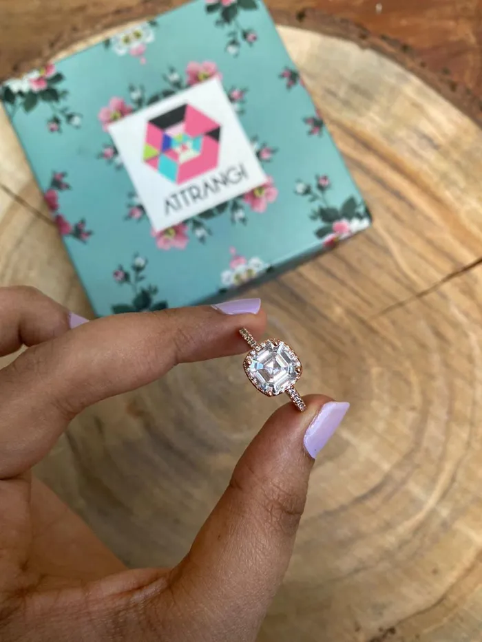 Attrangi Rings Ascher Cut Solitaire Ring Attrangi Rings Ascher Cut Solitaire Ring