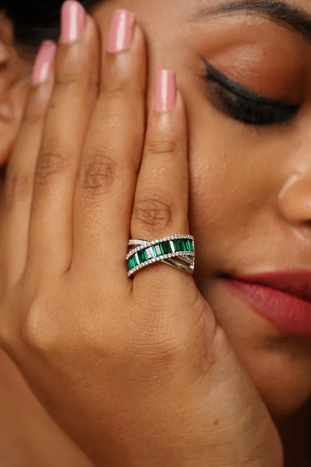 Attrangi Rings Baguette Diana Band Cocktail Diamond Ring