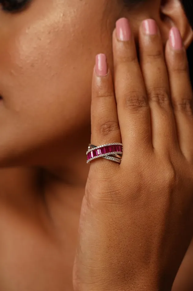 Attrangi Rings Baguette Diana Band Cocktail Diamond Ring