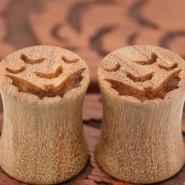 Bats Wood Plugs Olivewood Esoteric Organics Earrings