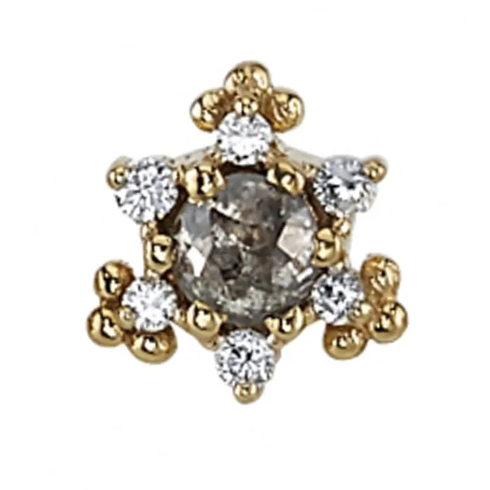 Body Vision BVLA Bayle Threaded End in Gold with Rose Cut Grey Diamond DIAMONDS Earrings Body Vision BVLA Bayle Threaded End in Gold with Rose Cut Grey Diamond DIAMONDS Earrings
