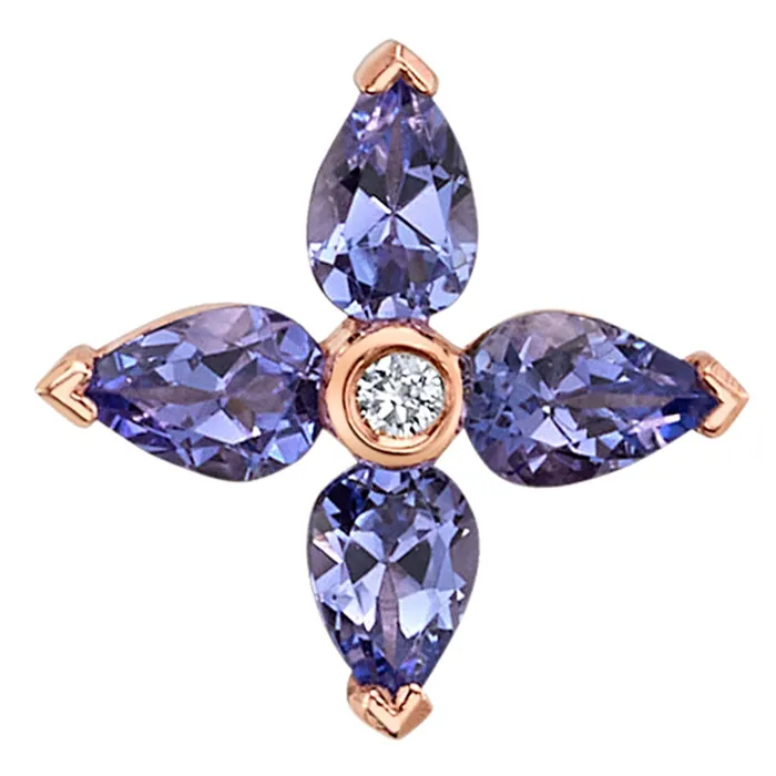 Body Vision BVLA Earrings Cardinal Threaded End in Gold with Tanzanite Diamond