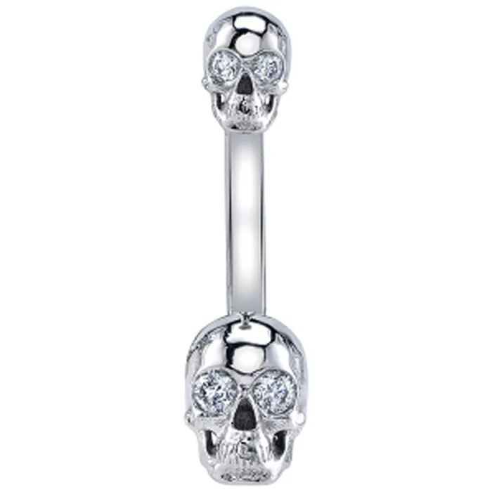 Body Vision BVLA Earrings Doja Skull Navel Curve in Gold with DIAMONDS