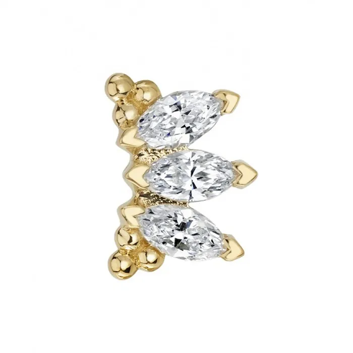 Body Vision BVLA Earrings Eloise Marquise Panaraya Threaded End in Gold with DIAMONDS Body Vision BVLA Earrings Eloise Marquise Panaraya Threaded End in Gold with DIAMONDS
