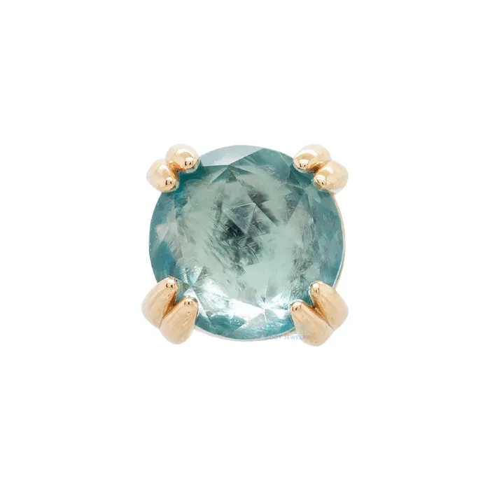 Body Vision BVLA Earrings threadless Rose Cut Swiss Blue Topaz Cab Prong Set Pin in Gold