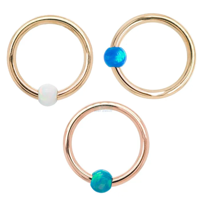 Body Vision BVLA Rings Captive Bead Ring CBR in Gold with Orange Opal Captive Bead Body Vision BVLA Rings Captive Bead Ring CBR in Gold with Orange Opal Captive Bead