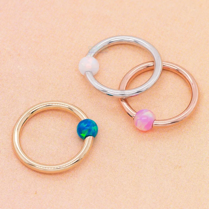 Body Vision BVLA Rings Captive Bead Ring CBR in Gold with Orange Opal Captive Bead