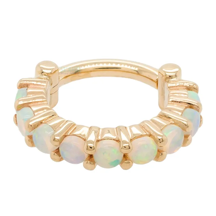 Body Vision BVLA Rings Telesto Hinge Ring in Gold with Genuine White Opals Body Vision BVLA Rings Telesto Hinge Ring in Gold with Genuine White Opals