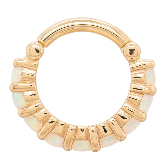 Body Vision BVLA Rings Telesto Hinge Ring in Gold with Genuine White Opals