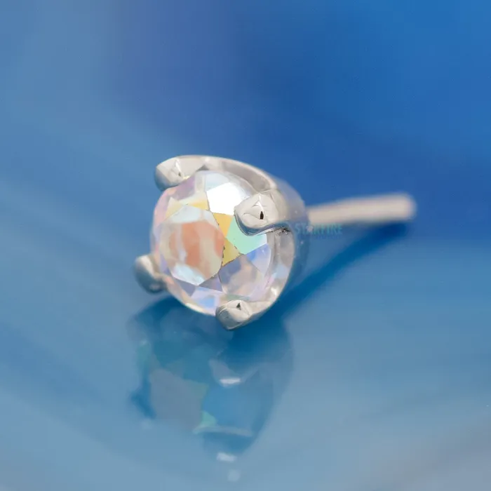 Body Vision BVLA threadless Four Prong Pin in Gold with Mercury Mist Topaz Earrings
