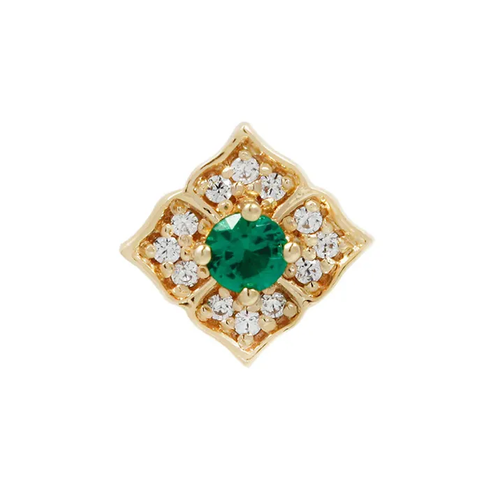 Buddha Jewelry Organics Earrings threadless Grace End in Gold with Green Spinel CZs