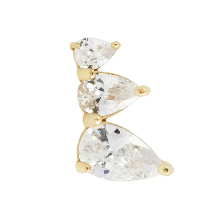 Buddha Jewelry Organics Earrings threadless Myriad End in Gold with CZs