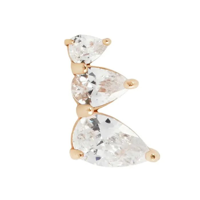 Buddha Jewelry Organics Earrings threadless Myriad End in Gold with CZs