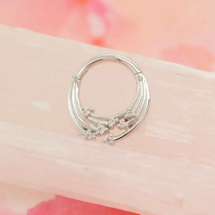 Buddha Jewelry Organics Iconic Hinge Ring Clicker in Gold with CZs Rings