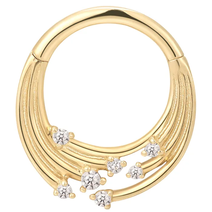Buddha Jewelry Organics Iconic Hinge Ring Clicker in Gold with CZs Rings