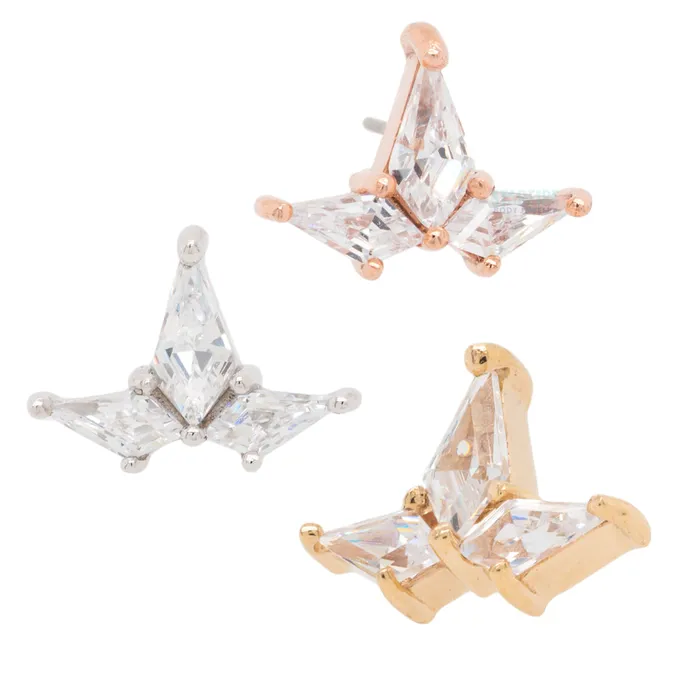 Buddha Jewelry Organics threadless Volant End in Gold with CZs Earrings