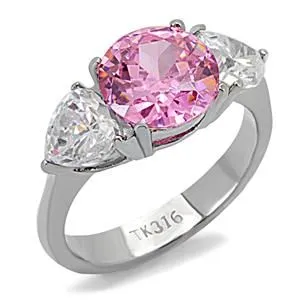 CJ7857OS Wholesale Stainless Steel Rose CZ Ring Green Rings
