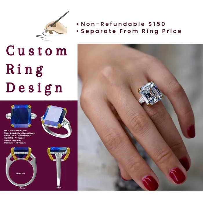 Customize Moissanite or Lab Grown Gemstone Rings 10K 14K 18K Gold Platinum 950 Leyloon Jewelry Earrings