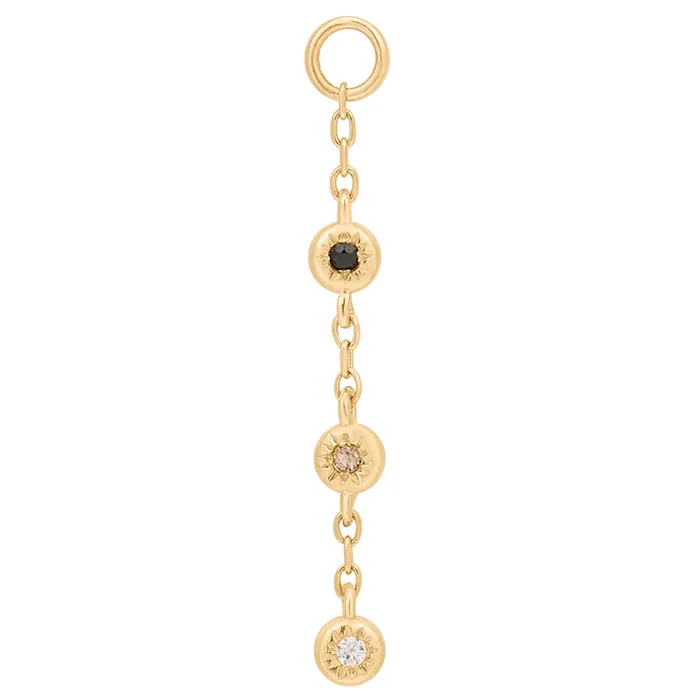 Dig It Charm in Gold with Smoky Quartz Black Spinel CZ Buddha Jewelry Organics Earrings