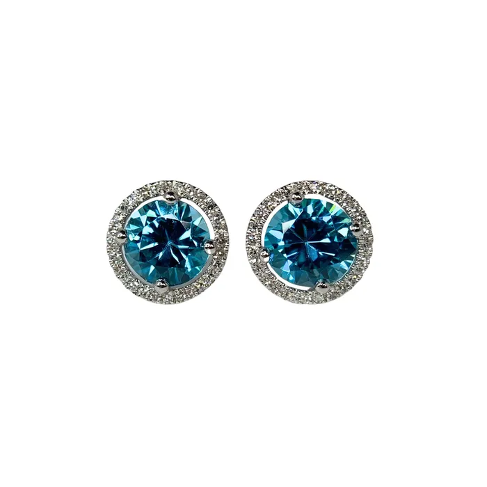 Donald Haack Diamonds Earrings Blue Zircon Diamond Earrings