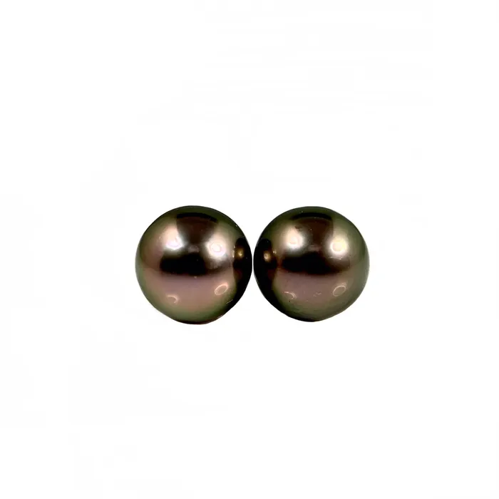 Donald Haack Diamonds Earrings Tahitian Pearl Studs 9mm