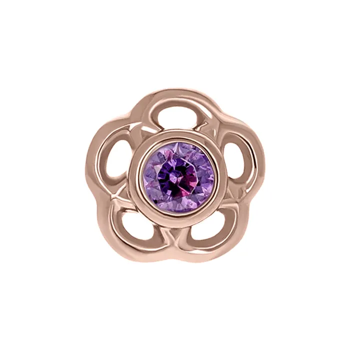Earrings Anatometal 2mm Tama Threaded End in Rose Gold with BrilliantCut Gem