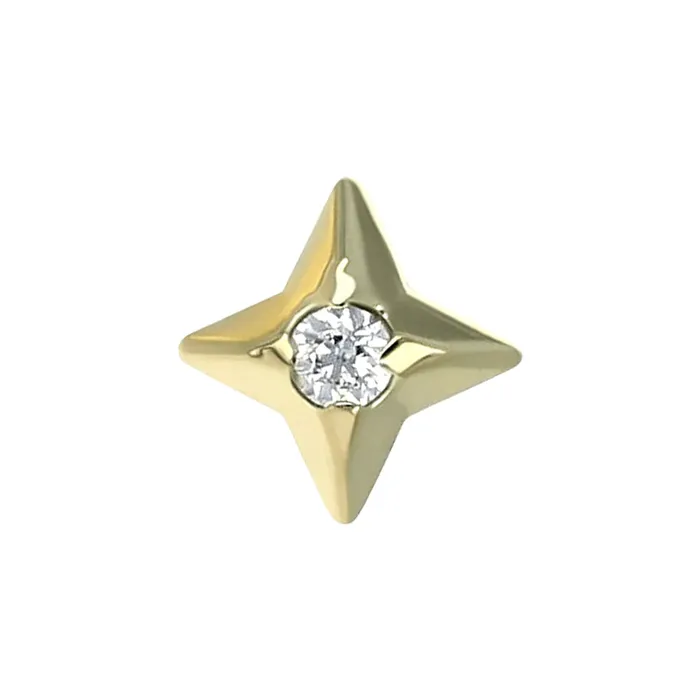 Earrings Anatometal Polaris Threaded End in Yellow Gold with BrilliantCut Gem