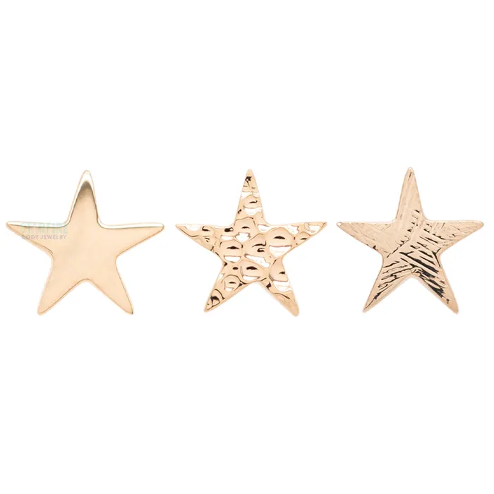 Earrings Body Vision BVLA Flat Star Threaded End HAMMERED FINISH in Gold