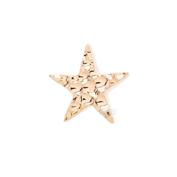 Earrings Body Vision BVLA Flat Star Threaded End HAMMERED FINISH in Gold