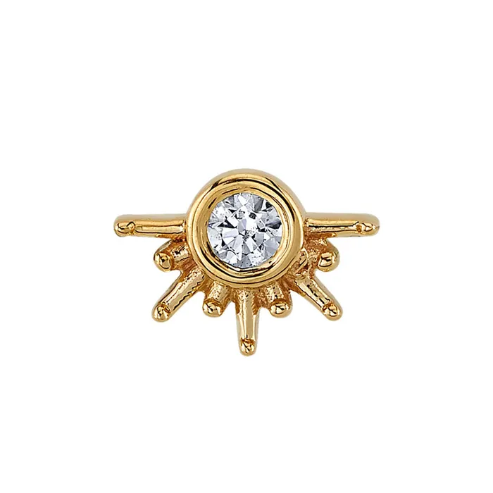 Earrings Body Vision BVLA Live to Tell Threaded End in Gold with White CZ