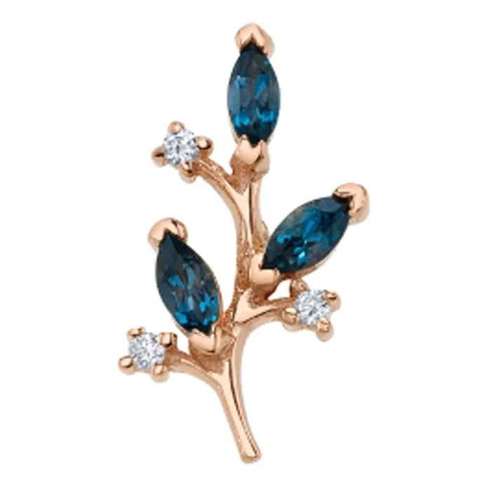 Earrings Body Vision BVLA Nightshade Threaded End in Gold with London Blue Topaz Diamonds