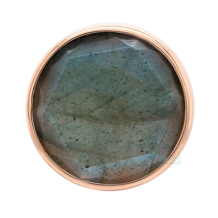 Earrings Body Vision BVLA Rose Cut Labradorite in Cup Setting Threaded End in Gold