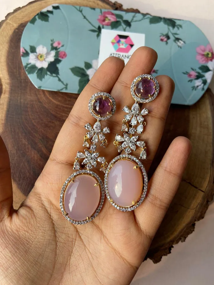 Earrings Dazzle Delight Gemstone Diamond Earrings GemZ Collection Attrangi
