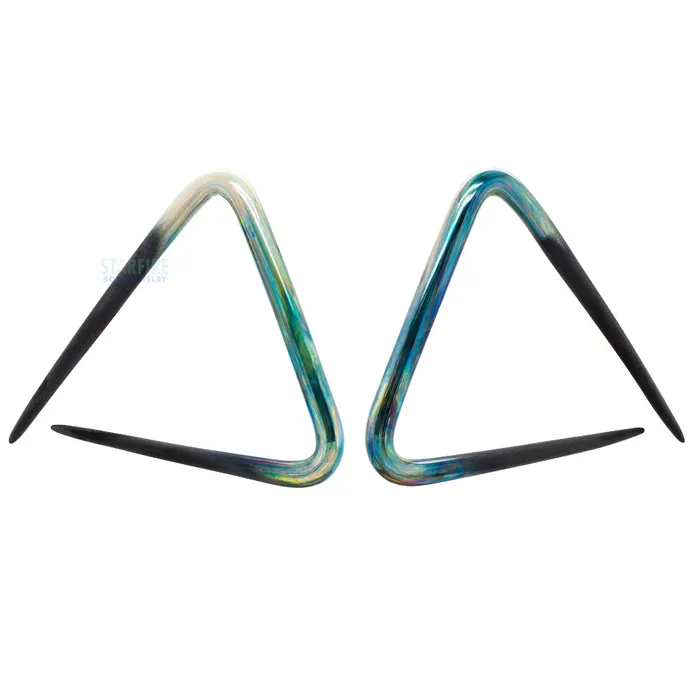Earrings Glassheart Glass Heart Studio Glass Triangles Green Pearl Seaglass